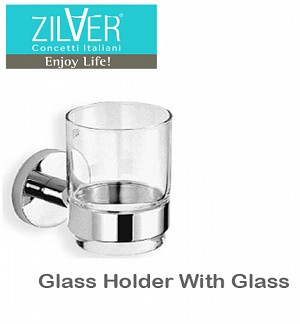 Zilver Round Series Glass Holder With Glass